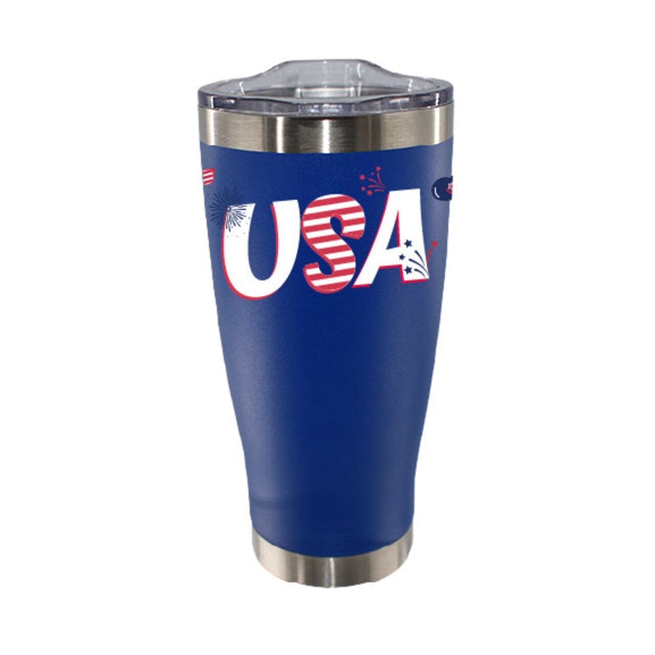 20oz Stainless Steel Tumbler, Royal Blue, Direct Print, Cheer Design, United States of America